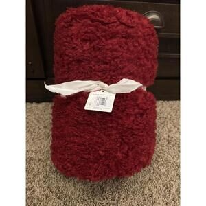 Pottery Barn Fireside Cozy Reversible Throw Sherpa Holiday Red 50x60 NEW